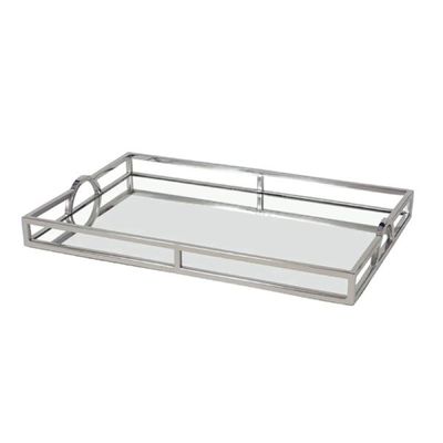 Bandeja retangular em aço inox espelhada Fracalanza 56x36x6cm