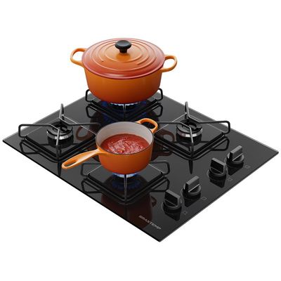 Cooktop 4 Bocas a Gás Grades de Ferro Amarado Chama Simmer BDD61BE Brastemp Preto / Bivolt