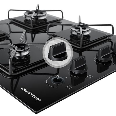 Cooktop 4 Bocas a Gás Grades de Ferro Amarado Chama Simmer BDD61BE Brastemp Preto / Bivolt