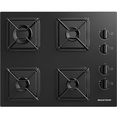 Cooktop 4 Bocas a Gás Grades de Ferro Amarado Chama Simmer BDD61BE Brastemp Preto / Bivolt