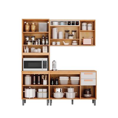 Cozinha Compacta 190cm Em Mdp Nápoles Off White Com Espaço Para Forno Itatiaia