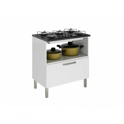 Balcão Cozinhas Itatiaia Tarsila Para Cooktop 5 Bocas - 1 Porta Horizontal E 1 Gaveta - Branco