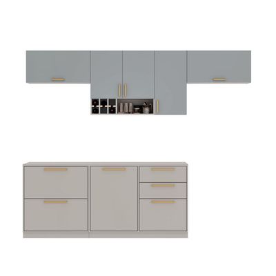 Cozinha Completa Itatiaia Essence 280cm Com Nicho Em Madeira Fendi-gris