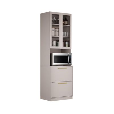Cozinha Completa Itatiaia Essence 350cm Com Vidro Em Madeira Fendi-gris
