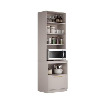 Cozinha Completa Itatiaia Essence 350cm Com Vidro Em Madeira Fendi-gris