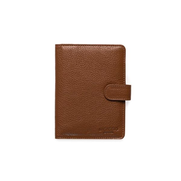 Porta Passaporte de Couro Basic Pequeno RFID Caramelo P / Caramelo