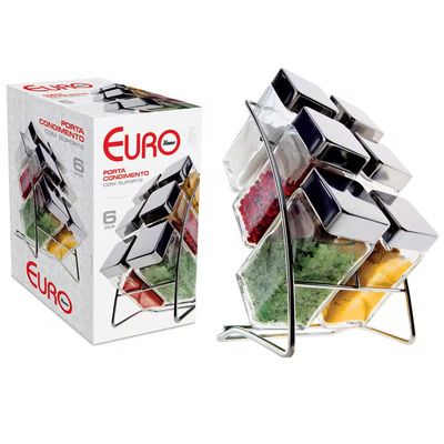 Porta Condimentos Square 06 Peças Euro Home Transparente