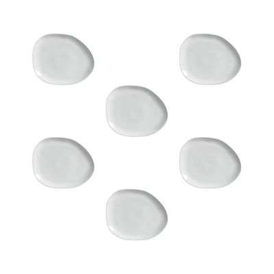 Conjunto de Pratos Oval Orgânico New White 31cm 6 Peças Porto Brasil Branco