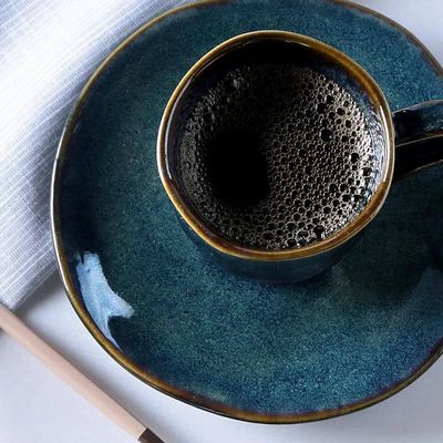 Jogo de 6 Xícaras e Pires de Café 120ml Stoneware Orgânico Oceano Porto Brasil n/a