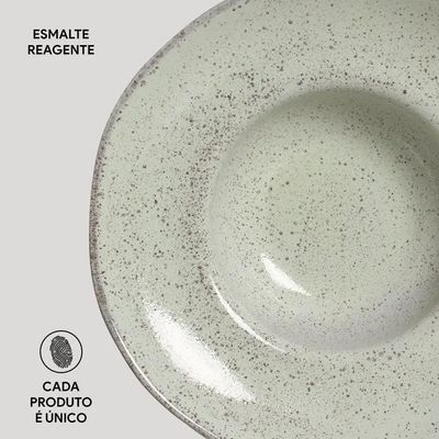 Conjunto de Pratos para Massa Orgânico Pistache 450ml 4 Peças Porto Brasil Verde