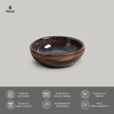 Conjunto de Ramequins Médios Porto Brasil Orgânico Titanium com 6 Peças 70ml - Azul n/a