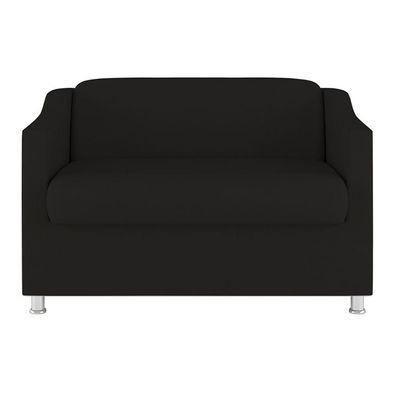 Kit Sofá Namoradeira + Poltrona Tilla Recepção Sala Tecido preto