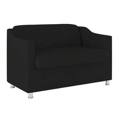 Kit Sofá Namoradeira + Poltrona Tilla Recepção Sala Tecido preto