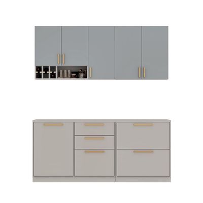Cozinha Completa Itatiaia Essence 200cm Com Nicho Em Madeira Fendi-gris