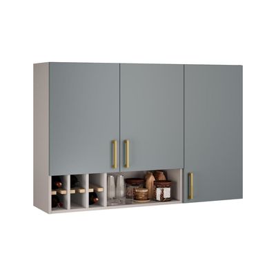 Cozinha Completa Itatiaia Essence 200cm Com Nicho Em Madeira Fendi-gris