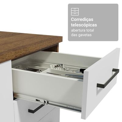 Conjunto Gabinete Para Banheiro 120cm 3 Portas 3 Gavetas Agata Madesa 01 Rustic-branco