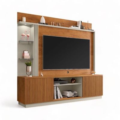 Home Para Tvs 65 Atlanta Naturalle e Off White Ripado Bechara