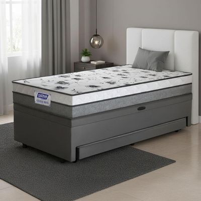 Cama Bibox Baú Com Colchão Fort Solteiro E Cama Auxiliar Conjugada 88x188x67cm Bela Cinza/branco