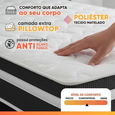 Cama Bibox Baú Com Colchão Qatar Solteiro E Cama Auxiliar Conjugada 88x188x69cm Bela Preto/branco