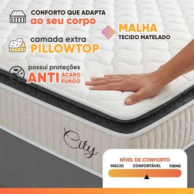 Cama Bibox Baú Com Colchão City Solteiro E Cama Auxiliar Conjugada 88x188x69cm Bela Cinza/branco