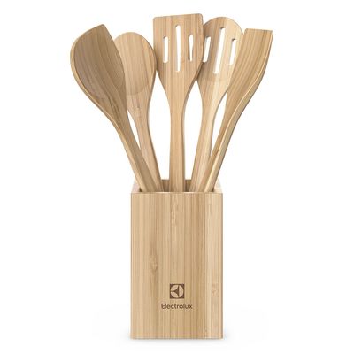 Kit Utensílios de Bambu 6 Peças + Potes Herméticos Porta-Mantimentos com Tampa de Bambu Electrolux Não se aplica