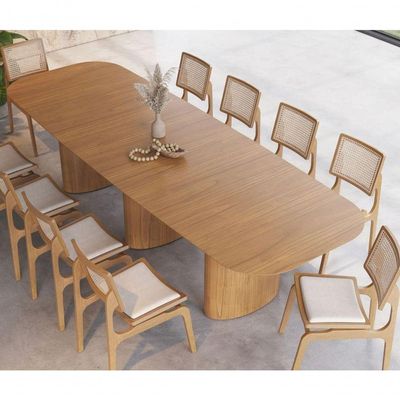Mesa De Jantar Orgânica Tivoli 320cm X 110cm 10 Lugares Lamina Cinamomo Mel