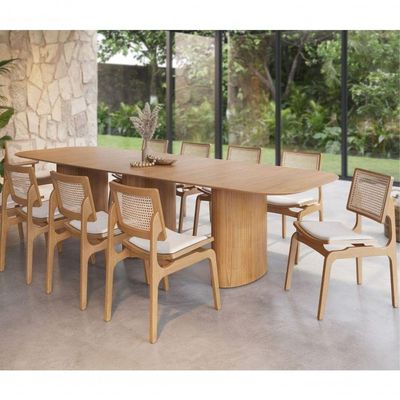 Mesa De Jantar Orgânica Tivoli 320cm X 110cm 10 Lugares Lamina Cinamomo Mel