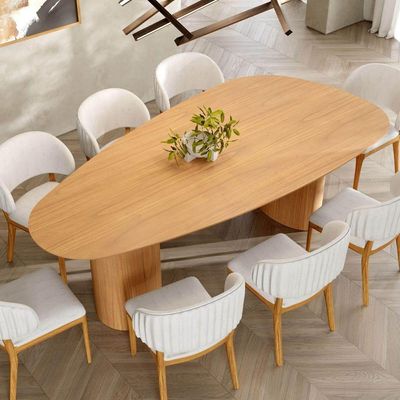 Mesa De Jantar Orgânica Breeze 2,70 X 1,20m 10 Lugares Lâmina Natural De Madeira Mel