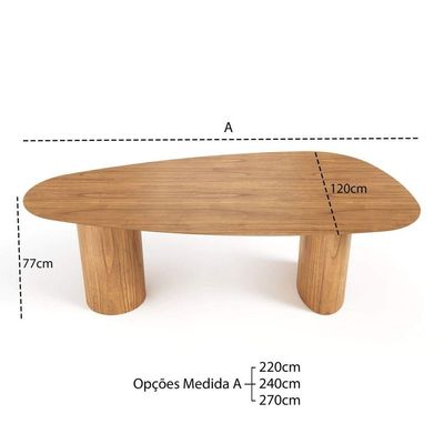 Mesa De Jantar Orgânica Breeze 2,70 X 1,20m 10 Lugares Lâmina Natural De Madeira Mel