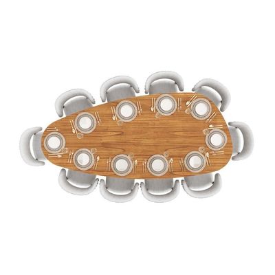 Mesa De Jantar Orgânica Breeze 2,70 X 1,20m 10 Lugares Lâmina Natural De Madeira Mel