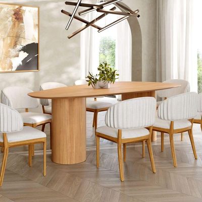 Mesa De Jantar Orgânica Breeze 2,70 X 1,20m 10 Lugares Lâmina Natural De Madeira Mel