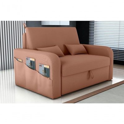 Sofá Cama Lady Day 2 Lugares Conforto Veludo Ferrugem Matrix Sala Com Baú