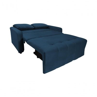 Sofá Cama Para Sala De Estar Amora New Veludo Matrix - Azul Azul