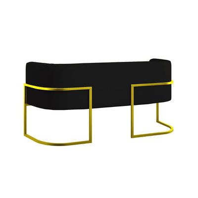 Kit Sofá 2 Lugares + 2 Poltronas Recepção Veludo Dourado Preto