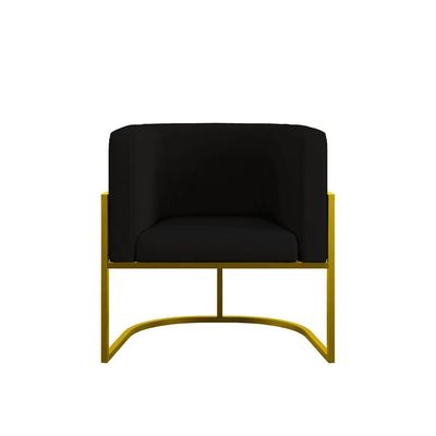 Kit Sofá 2 Lugares + 2 Poltronas Recepção Veludo Dourado Preto