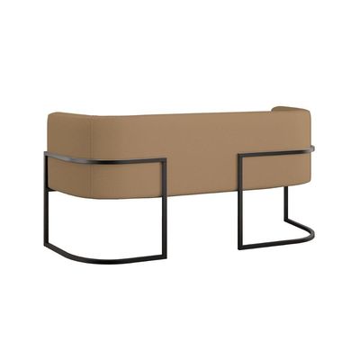 Kit Sofá 2 Lugares + 2 Poltronas Recepção Veludo Preto Capuccino