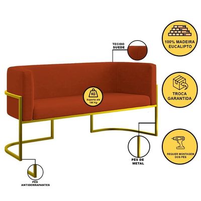 Kit Sofá 2 Lugares + 2 Poltronas Para Recepção Balaqui Terracota