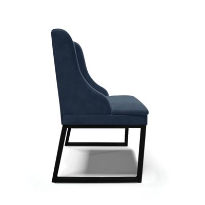 Cadeira Sala de Jantar Industrial Preto Kit 8 Liz Suede Azul M D03 - D'Rossi