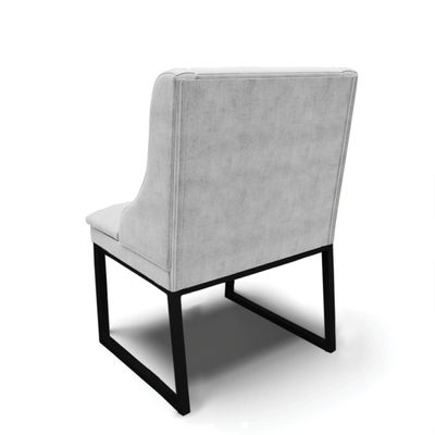 Cadeira Sala de Jantar Industrial Preto Kit 8 Liz Suede Cinza D03 - D'Rossi