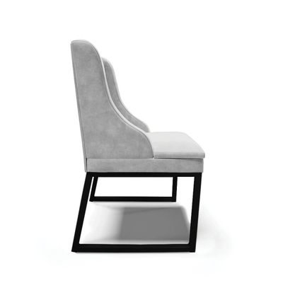 Cadeira Sala de Jantar Industrial Preto Kit 8 Liz Suede Cinza D03 - D'Rossi