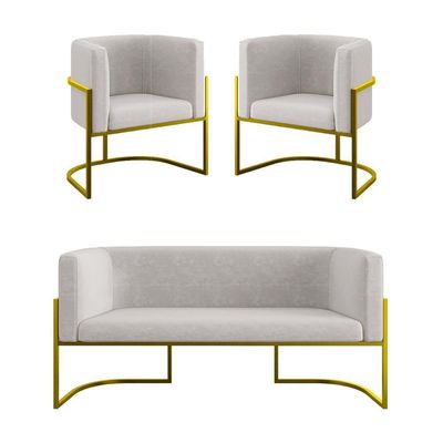 Kit Sofá 2 Lugares + 2 Poltronas Para Recepção Balaqui Bege