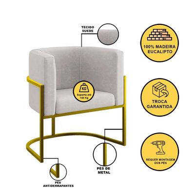 Kit Sofá 2 Lugares + 2 Poltronas Para Recepção Balaqui Bege