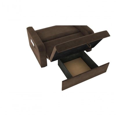Sofá Cama Daiane 2 Lugares Com Baú Veludo Marrom Matrix
