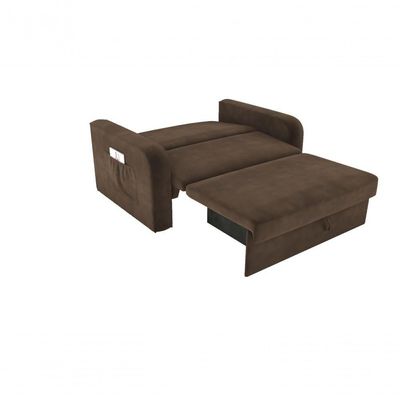 Sofá Cama Daiane 2 Lugares Com Baú Veludo Marrom Matrix