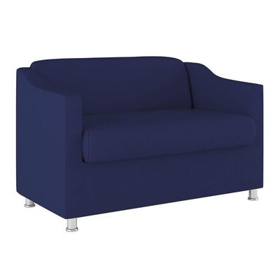 Kit Sofá Namoradeira + 02 Poltrona Tilla Recepção Sala Suede azul Marinho