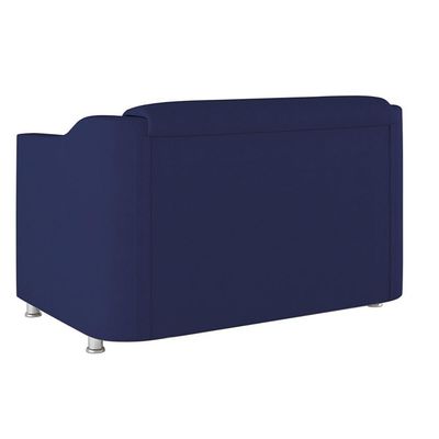 Kit Sofá Namoradeira + 02 Poltrona Tilla Recepção Sala Suede azul Marinho