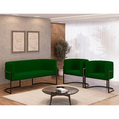 Kit Sofá 2 Lugares + 2 Poltronas Para Recepção Balaqui Verde