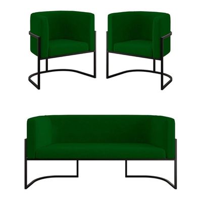 Kit Sofá 2 Lugares + 2 Poltronas Para Recepção Balaqui Verde