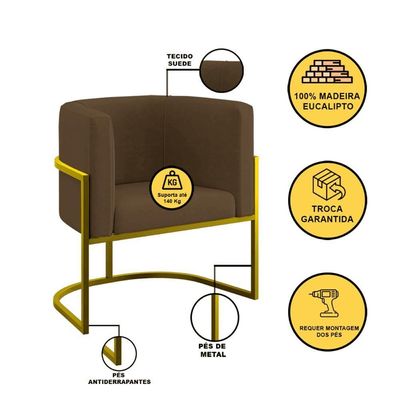 Kit Sofá 2 Lugares + 2 Poltronas Para Recepção Balaqui Marrom