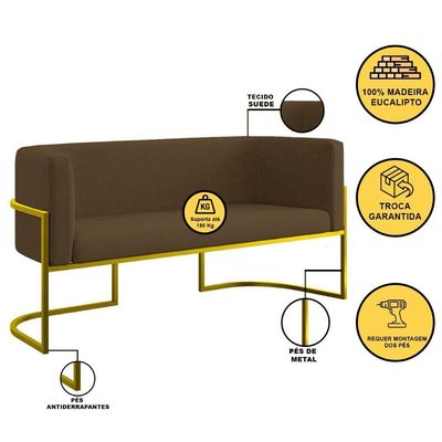 Kit Sofá 2 Lugares + 2 Poltronas Para Recepção Balaqui Marrom